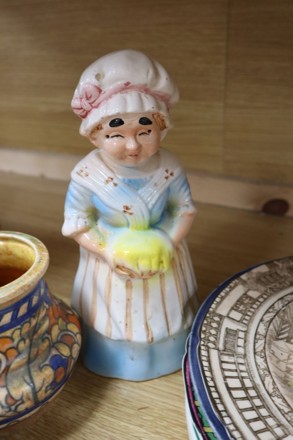 A Meissen plate, an Imari dish, Doulton plates, a Charlotte Rhead vase etc.